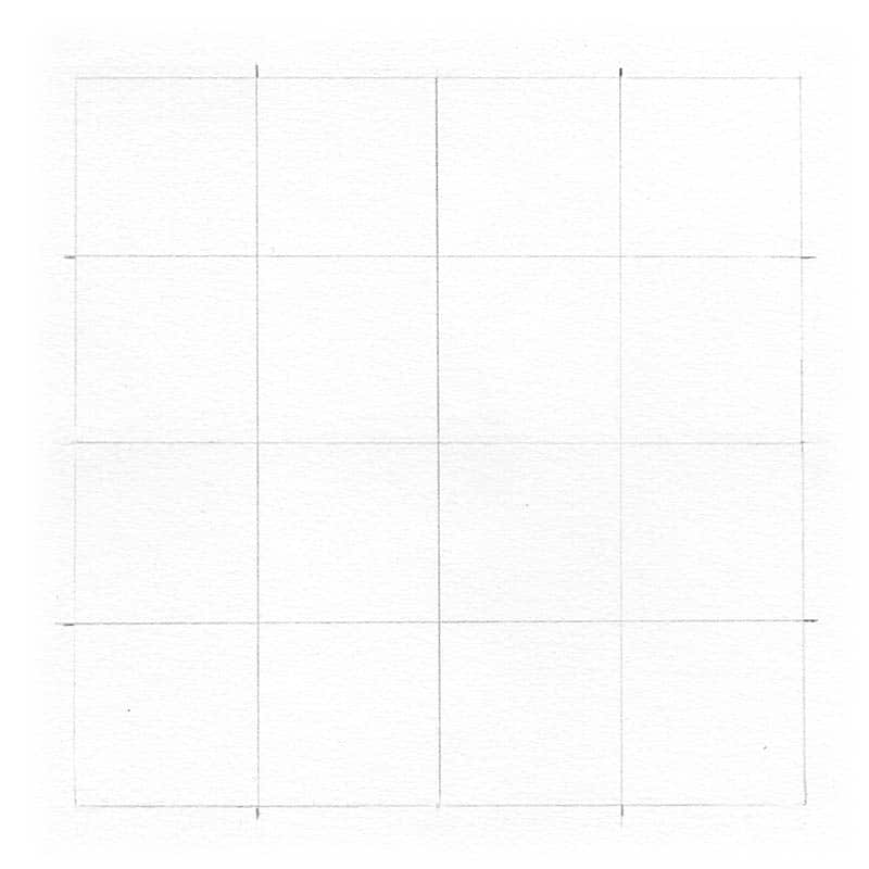 Quadrillage pour dessiner un cheval