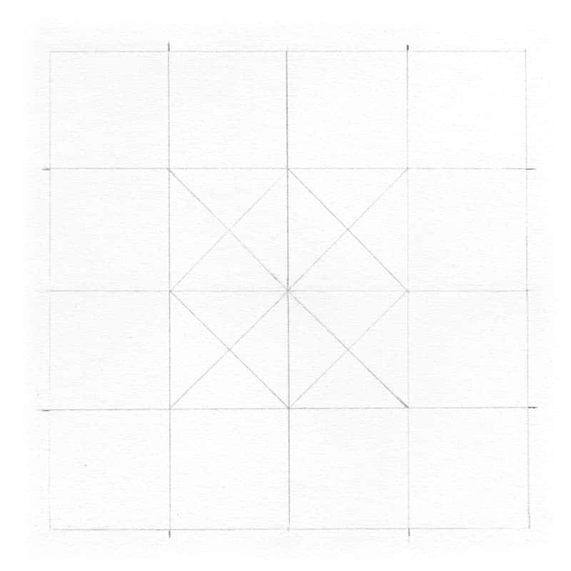 Quadrillage pour dessiner un cheval